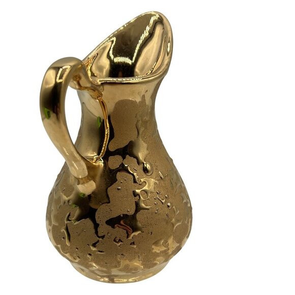 Vintage Kingwood Ceramics 22Kt Gold Weeping Mini Pitcher Collectable Made In USA - Picture 4 of 12